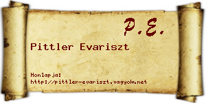 Pittler Evariszt névjegykártya